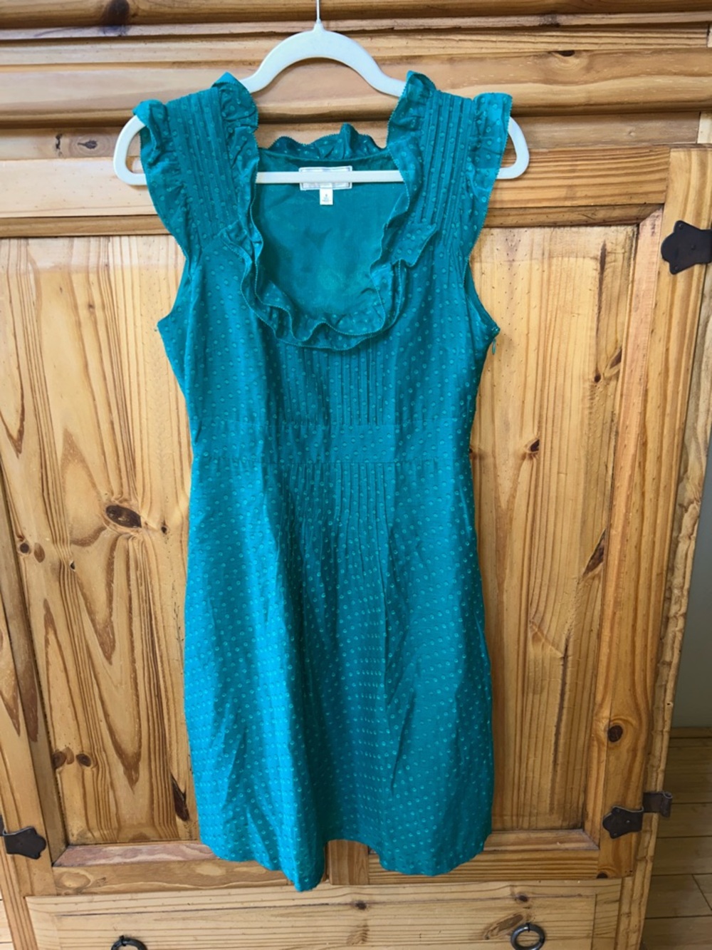 Anthropologie Moulinette Soeurs Dress Teal Green Silk Blend Sleeveless Textured